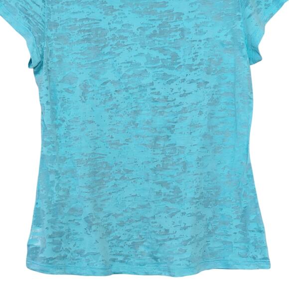 Seven7 Womens Burnout Tee Size L Blue Sheer Short Sleeve Embellished Top - Picture 11 of 11